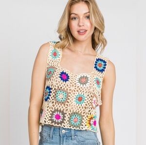 Sewn & Seen Crochet Cropped Sweater Tank